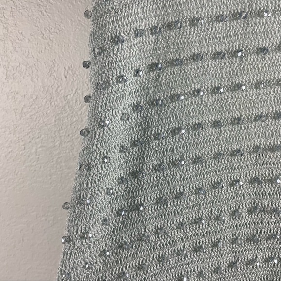 Aya Muse Dosa Sky Melt Knit Beaded Halter Mini Dress Large Blue Cocktail Party - Picture 5 of 8